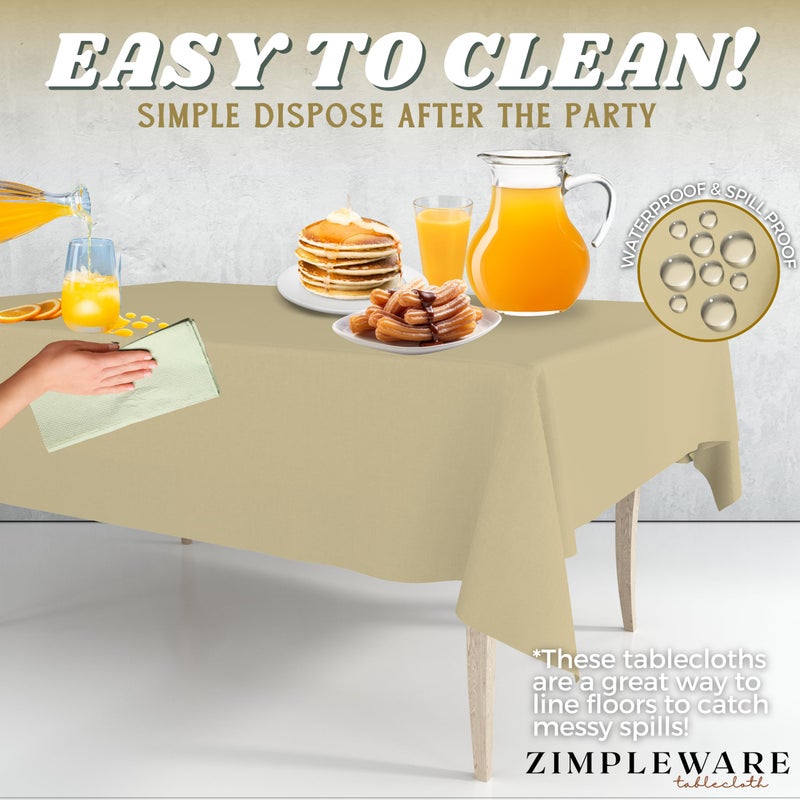 ZIMPLEWARE Premium Beige Plastic Table Cloth Disposable (6 Pk) Plastic Tablecloths for Rectangle Tables (54in x 108in) Party Table Cloths Disposable for 6ft to 8ft Rectangle Tables - Image 5